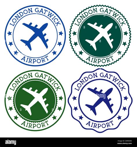 London Gatwick Airport. London airport logo. Flat stamps in material color palette. Vector ...