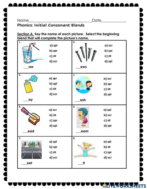 Free initial consonant blends worksheet, Download Free initial ...