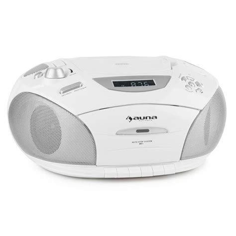 RCD220 CD Boombox USB Cassette Deck PLL FM Radio MP3 White