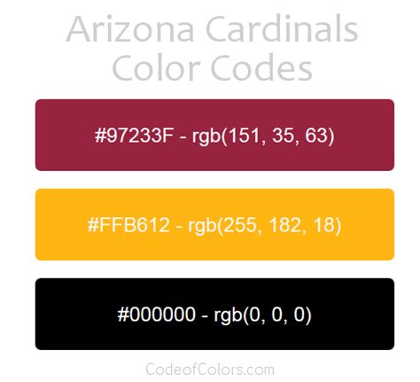 Arizona Cardinals Colors - Hex and RGB Color Codes