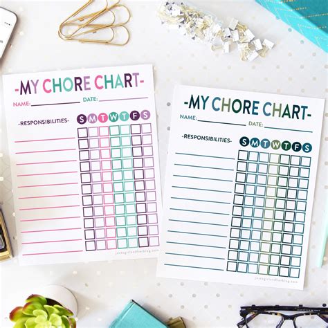 Free Printable Chore Charts to Help Kids Get Organized