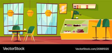 Cafe or cafeteria interior cartoon Royalty Free Vector Image