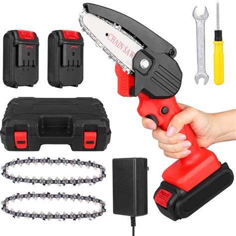 Amazon.com : CawBing Mini Chainsaw, 4-Inch Electric Cordless Electric Chainsaw with Rechargeable ...