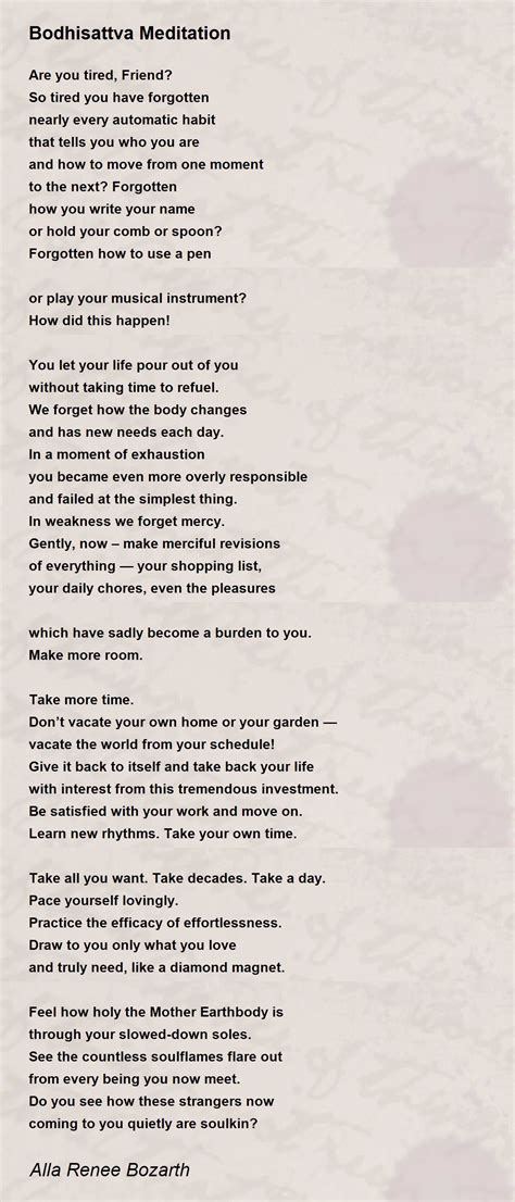 Bodhisattva Meditation - Bodhisattva Meditation Poem by Alla Bozarth