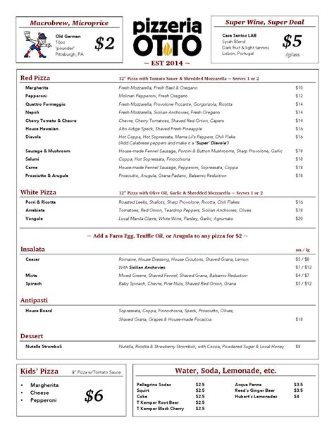 Pizzeria Otto Menu by Clark Hale - Issuu