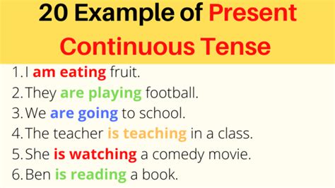 20 Examples of Present Continuous Tense Sentences