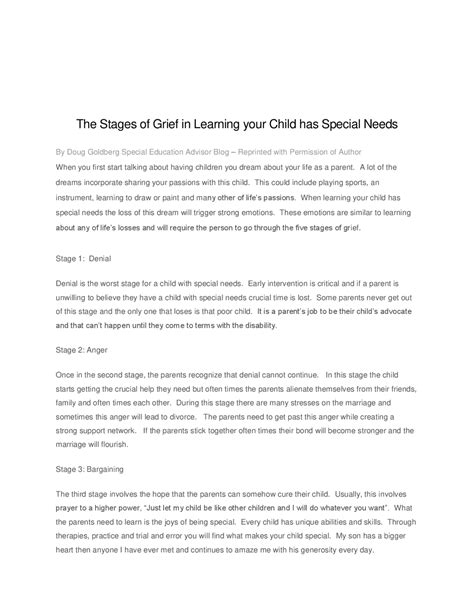 The Stages of Grief in Learning your Child has Special Needs | Study ...