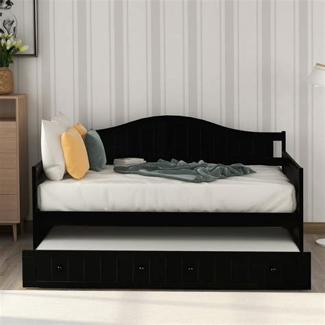 enyopro Wooden Daybed Trundle, Platform Bed Frame with Headboard ...