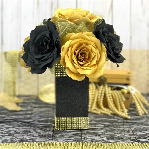 Black and Gold Floral Arrangement Christmas Centerpiece Gold