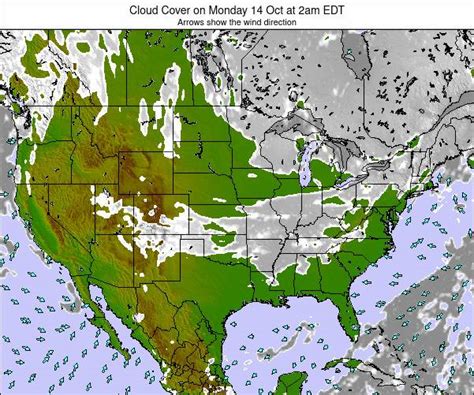 United States Cloud Cover on Sunday 14 Feb at 1am EST