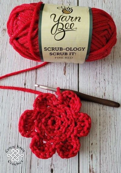 Crochet Flower Scrubbie - Celtic Knot Crochet