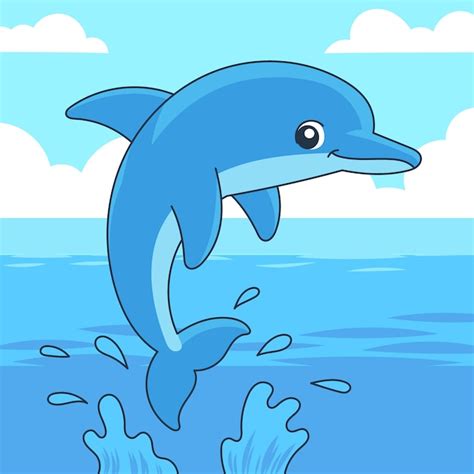 Free Vector | Hand drawn dolphin cartoon illustration