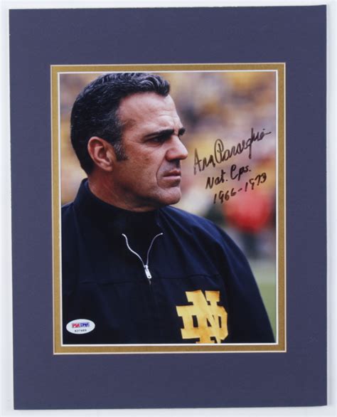 Ara Parseghian Signed Notre Dame Fighting Irish 11x14 Custom Matted Photo Display Inscribed "Nat ...