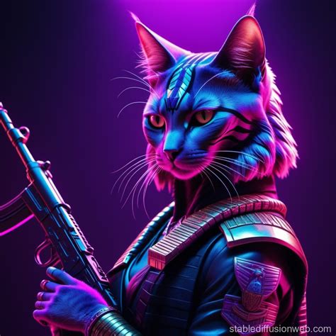 Egyptian Cat with AK-47 | Stable Diffusion Online