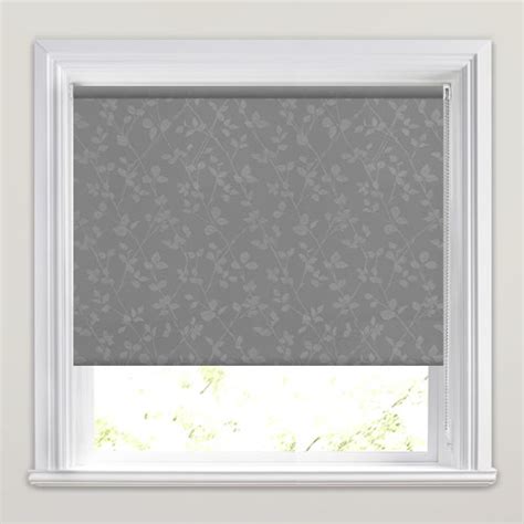 Shimmering Metallic Grey Leaves Designer Patterned Roller Blinds