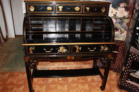 Black Lacquer Roll Top Desk For Sale | Antiques.com | Classifieds