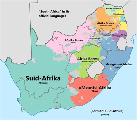 South Africa in its official languages - Vivid Maps