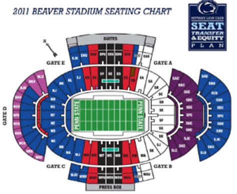 Penn State Football Stadium Seating Map With Rows - Printable Map