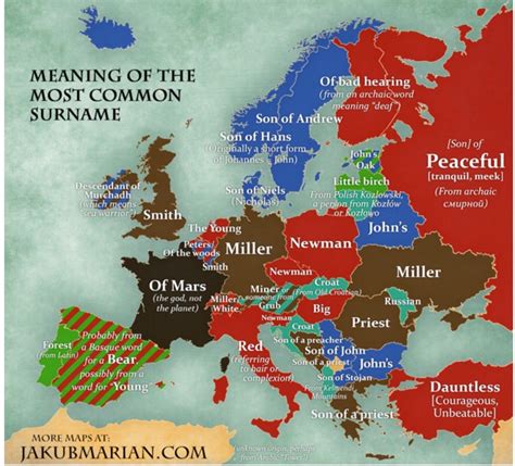 The meaning of the most common surnames in Europe (by country) in 2022 ...