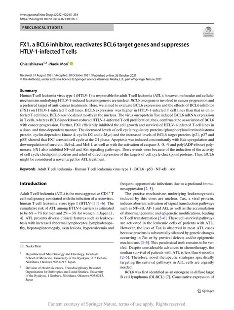 FX1, a BCL6 inhibitor, reactivates BCL6 target genes and suppresses ...