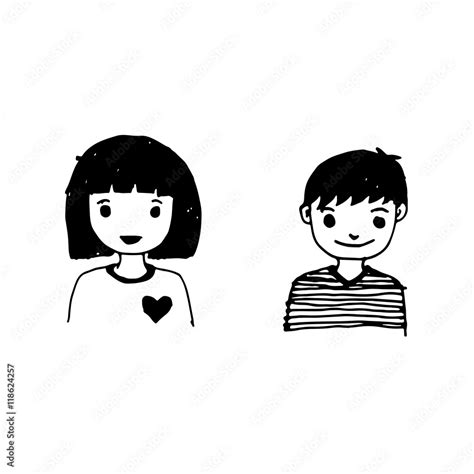 boy girl cartoon drawing illustration design Stock Vector | Adobe Stock