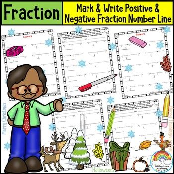 Mark with Dots & Write Positive & Negative Fraction Number Line ...