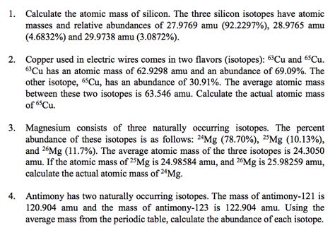 OneClass: Calculate the atomic mass of silicon. The three silicon ...