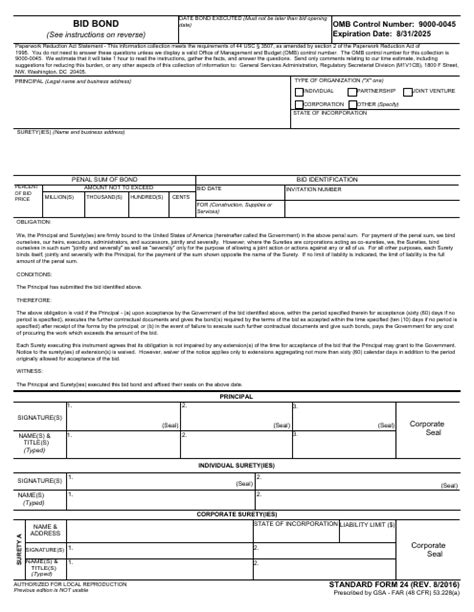 Form SF-24 - Fill Out, Sign Online and Download Fillable PDF ...