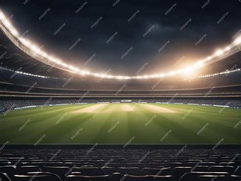 Premium AI Image | cricket stadium night with floodlight background