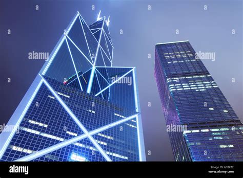 Modern skyscraper at night Stock Photo - Alamy