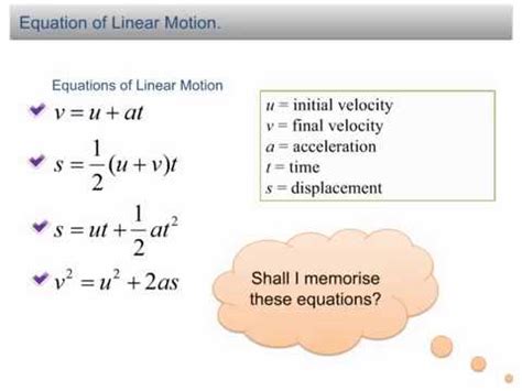 Equations of Linear Motion | Force and Motion - YouTube