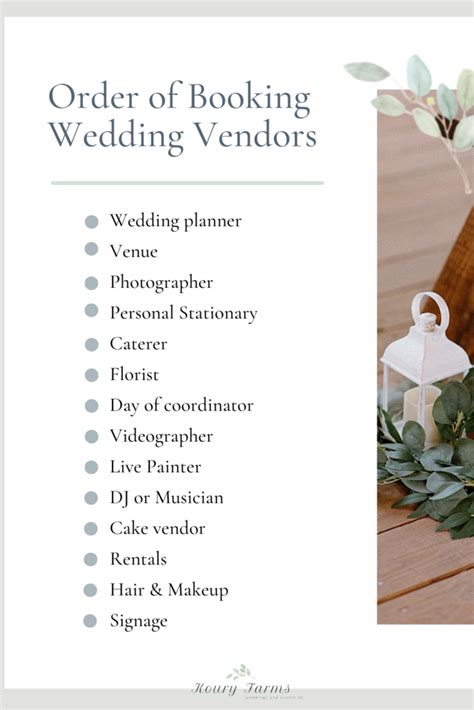 Wedding Vendor Checklist - kouryfarmsweddingsandevents.com