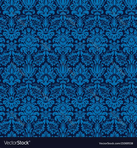 Elegant blue seamless damask background Royalty Free Vector