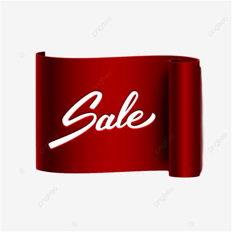 Sales Ribbon Clipart Transparent PNG Hd, Red Realistic Ribbon Isolated ...