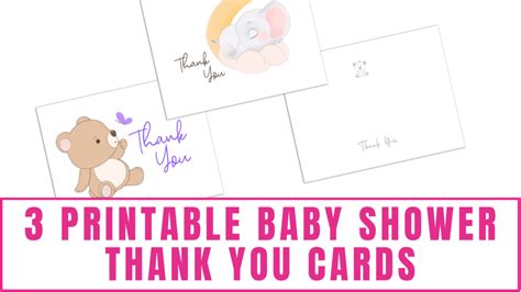 3 Printable Baby Shower Thank You Cards