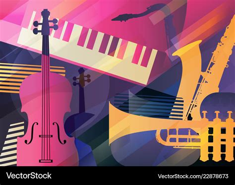 Abstract jazz art music instruments trumpet Vector Image