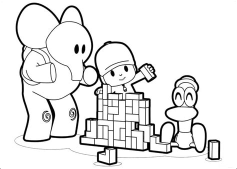 Pocoyo and Friends Playing Coloring Page - Free Printable Coloring Pages for Kids