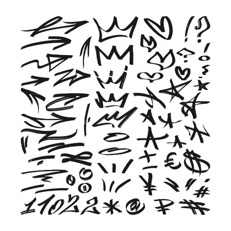 Premium Vector | Graffiti elements set marker arrows crown heart and stars