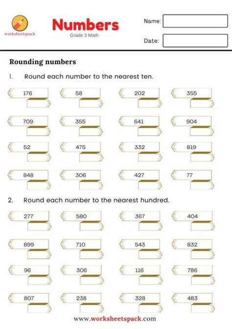 Rounding numbers worksheet grade 3 math worksheetspack – Artofit