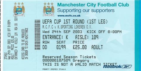 MCFC European Home & Away Tickets - Manchester City Programmes