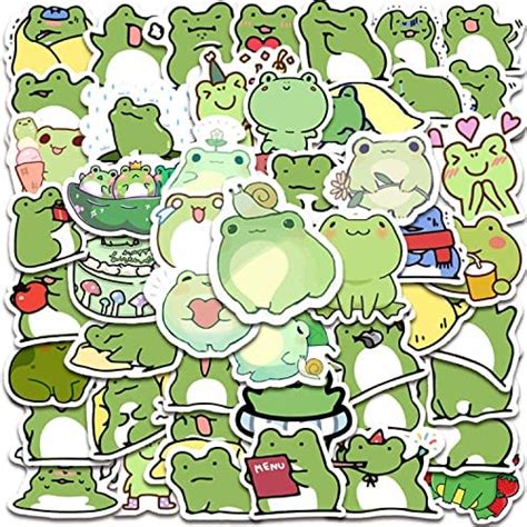 50 Pieces Frog Stickers Cartoon Vinyl Waterproof Stickers for Laptop ...