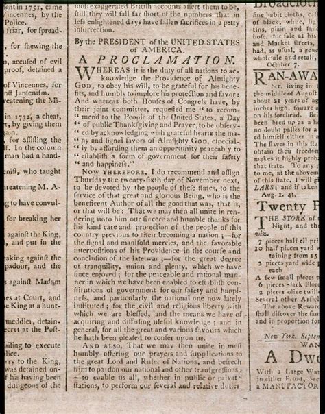 Thanksgiving Proclamation of 1789 – Emerging Revolutionary War Era