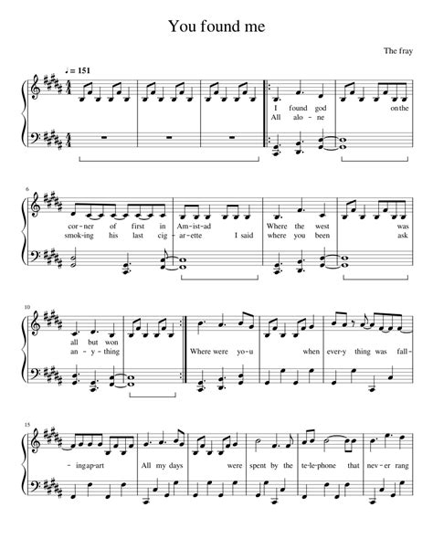 You found me - The fray Sheet music for Piano (Solo) | Musescore.com