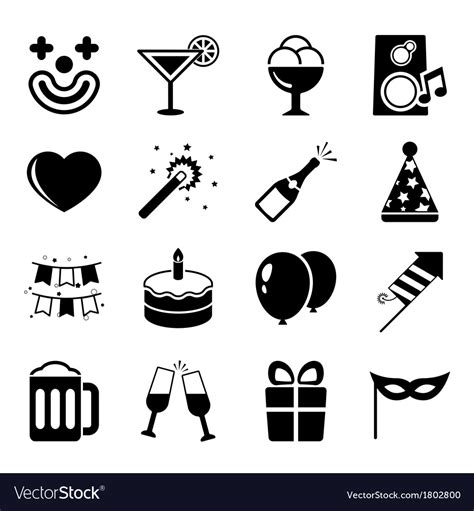 Party icons set contrast flat Royalty Free Vector Image