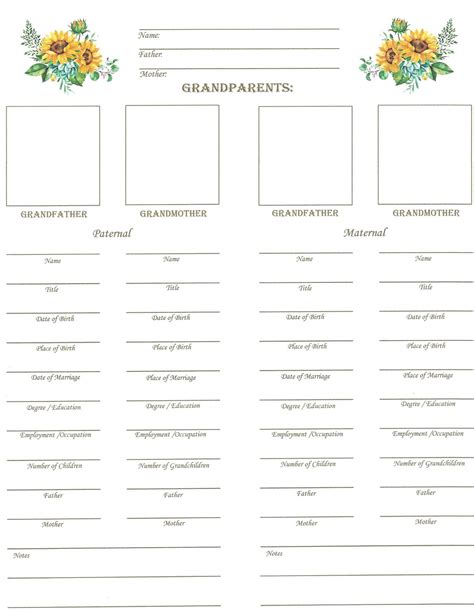 Family – Downloadable – Grandparent’s Chart | Scrapbook Your Family Tree