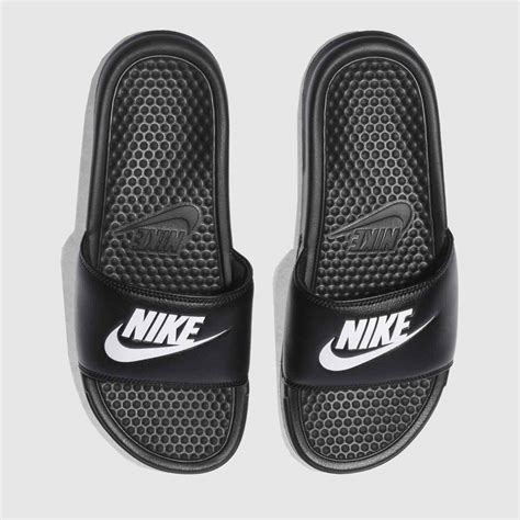 Nike Black & White Benassi Slide Sandals - Trainerspotter