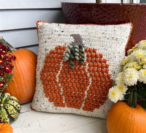 Crochet Pumpkin Pillow - The Knotted Nest