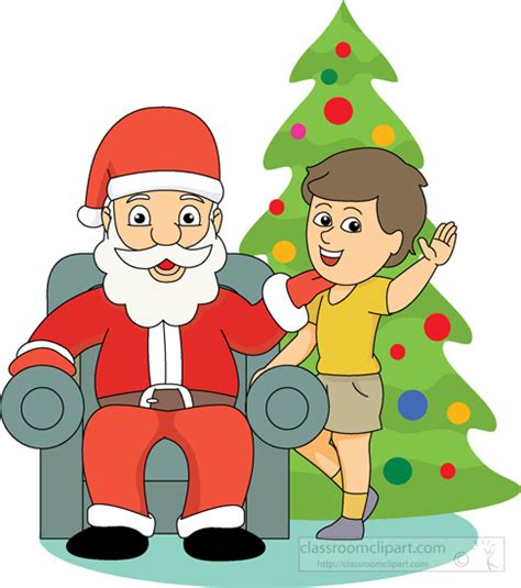 Christmas Clipart Clipart- santa-claus-sitting-in-chair-with-a-child-clipart - Classroom Clipart