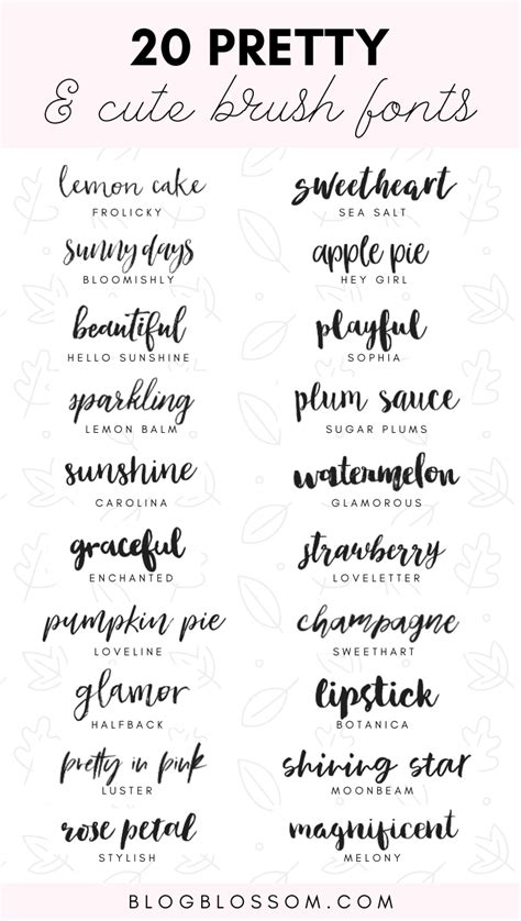 20 Pretty & Cute Brush Fonts | Pretty fonts, Brush font, Free cursive fonts