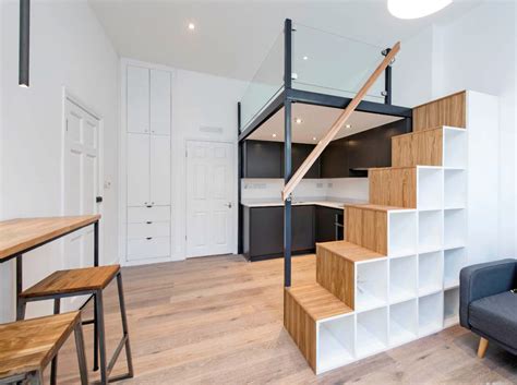 Contemporary mezzanine loft with stairs and storage - Scandinavian Loft